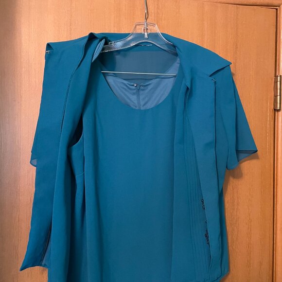 Blue Tank Top Maxi Dress with Wide straps + blouse with embroidery beaded detail - Picture 8 of 12